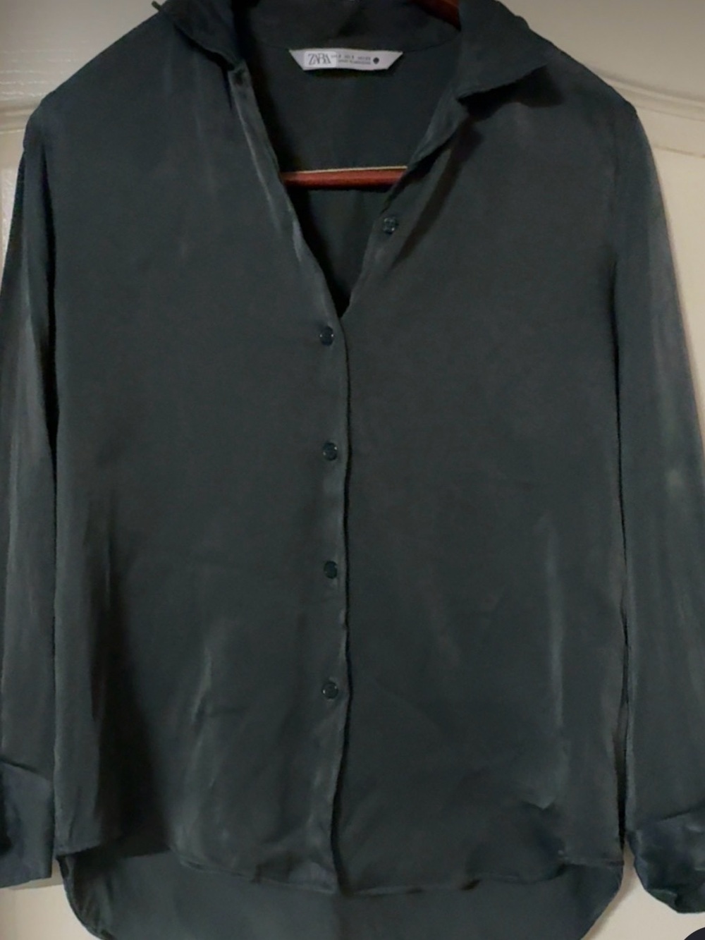 Zara pants and button front satin blouse smooth in Slate grey - Picture 12 of 16